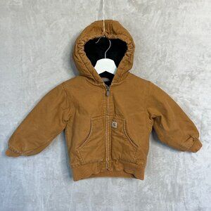 Carhartt 2T Brown Duck Hooded Jacket Quilted Lined Toddler Coat Classic Unisex